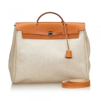 Hermes Herbag toile linen weave fabric