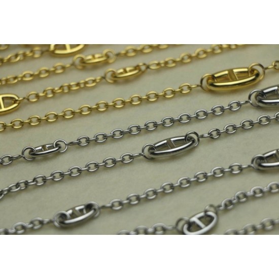 Hermes quality, stainless steel, Hermes De Ancre chain, necklace