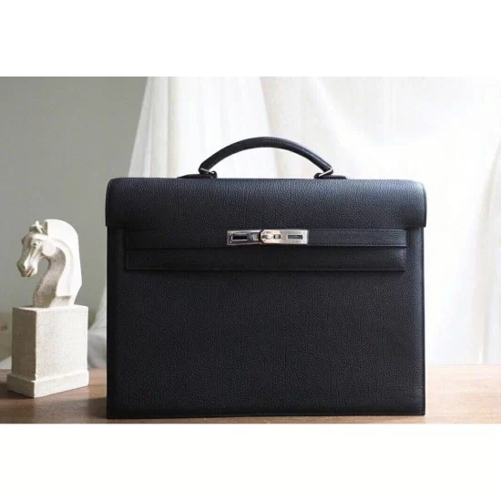 HERMÈS Kelly Depeche 38 Men's Briefcase Laptop Bag Black New
