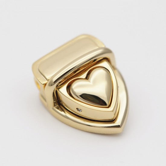 Japanese solid brass 18K real gold plating hardware heart lock