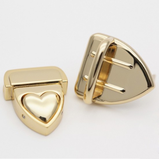Japanese solid brass 18K real gold plating hardware heart lock