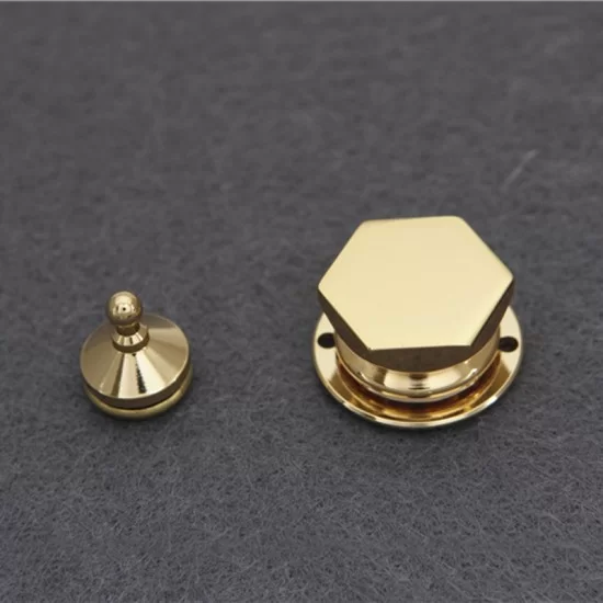 hexagon spring lock, solid brass, 18K gold, hardware