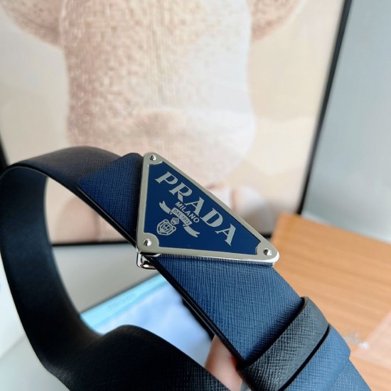 Prada waist belt buckle 35mm black and blue