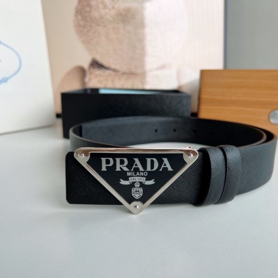 Prada waist belt buckle 35mm black and blue