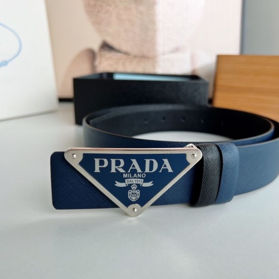 Prada waist belt buckle 35mm black and blue