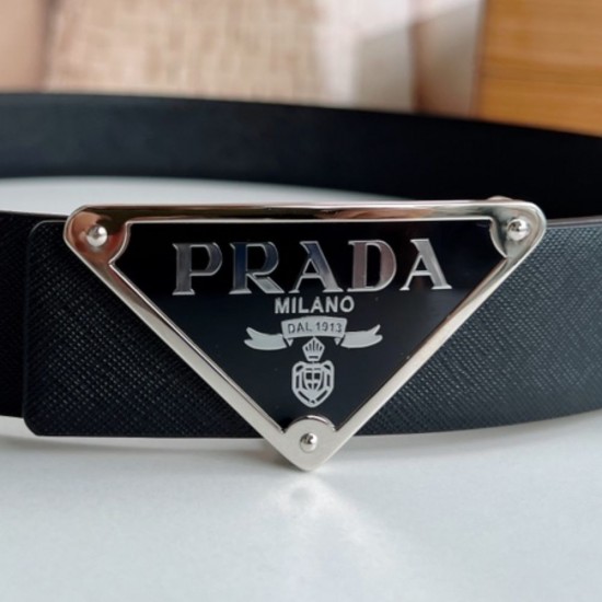 Prada waist belt buckle 35mm black and blue