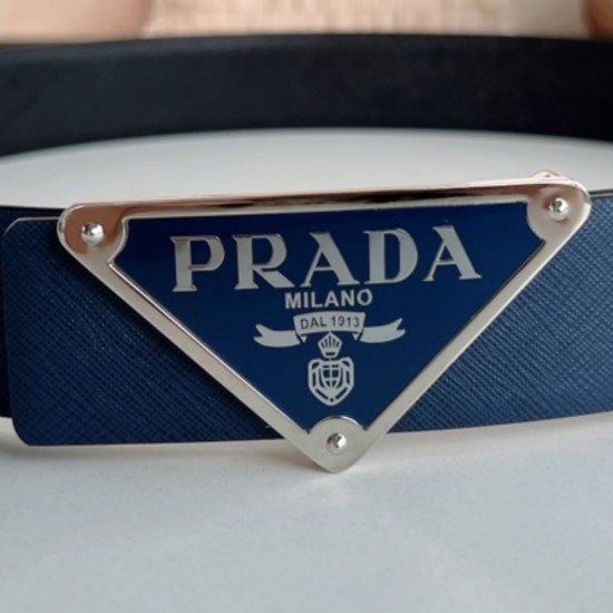 Prada waist belt buckle 35mm black and blue