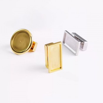 Stainless steel DIY inlay leather square and round bag lock