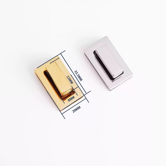 Stainless steel rectangle flat face twist bag lock