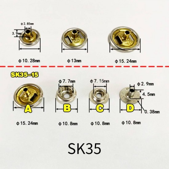 Japan YKK O-spring snap SK35 SK75, 100pc/lot