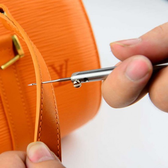 leather crochet hook, leather hook needle, bag repair, return stitches by hand