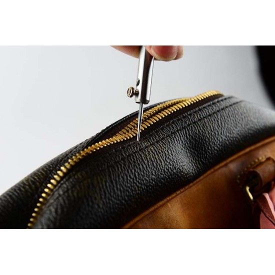 leather crochet hook, leather hook needle, bag repair, return stitches by hand