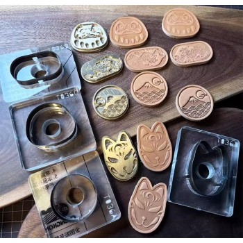 Fujiyama, Great wave, Dharma, Ninjia mask leather stamp with leather die
