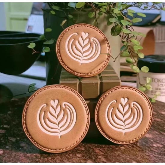 Latte art leather stamp with leather die