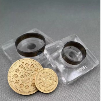 Oreo biscuit leather stamp with leather die