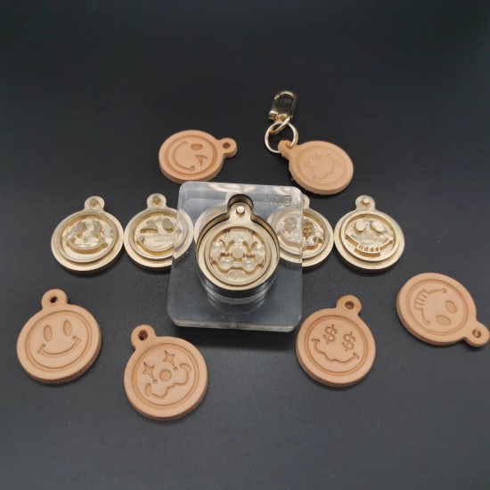 Smile face leather stamp with leather die