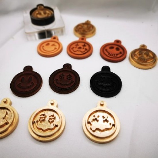 Smile face leather stamp with leather die