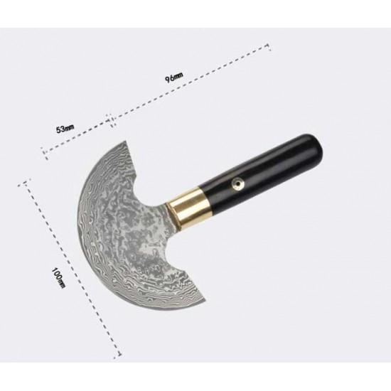 Round knife, leathercraft cutting knife, leathercraft tool, Damascus steel, No.4