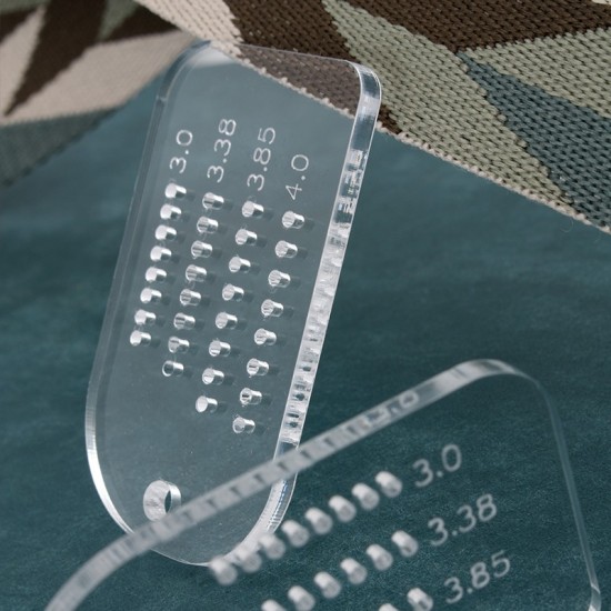 Free shipping acrylic key fob chisel hole ruler