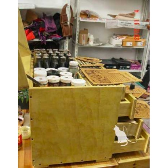 Free shipping worldwide-Leathercraft tools, leather tools shelf, leather tools cabinet, leather stamp stand