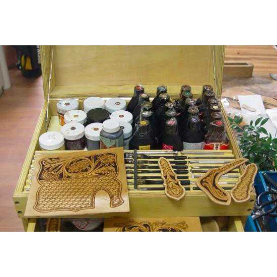 Free shipping worldwide-Leathercraft tools, leather tools shelf, leather tools cabinet, leather stamp stand