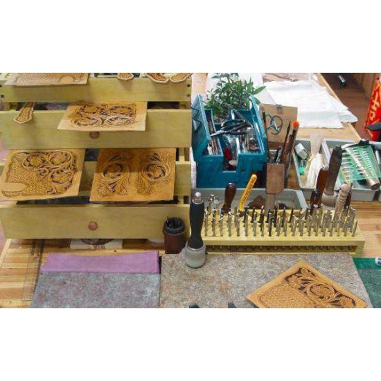 Free shipping worldwide-Leathercraft tools, leather tools shelf, leather tools cabinet, leather stamp stand