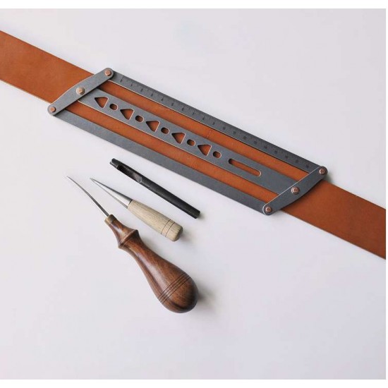 Leather waist belt hole ruler