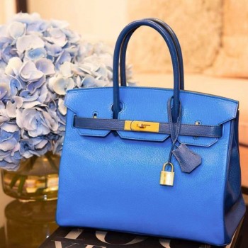 Hermes Italy POMARI evercolor leather Blue Hydra T7 Hermes Italy POMARI evercolor leather Blue Hydra T7