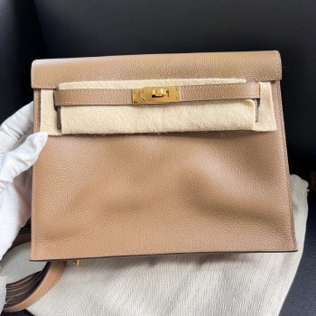 Hermes Italy POMARI evercolor leather Chameau 16