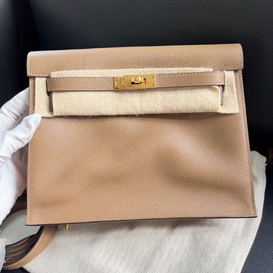 Hermes Italy POMARI evercolor leather Chameau 16