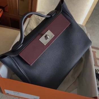 Hermes Italy POMARI swift leather Blue Nuit 2Z Hermes Italy POMARI swift leather Blue Nuit 2Z