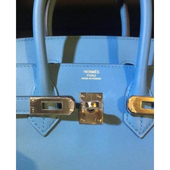 Hermes Italy POMARI swift leather Celeste 7N Hermes Italy POMARI swift leather Celeste 7N