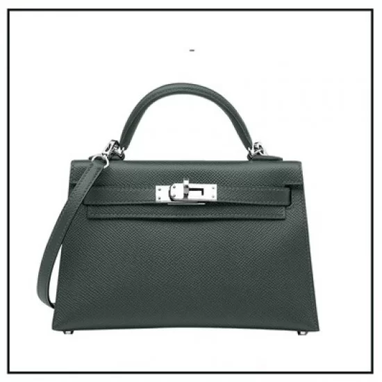 Hermes Kelly Mini Pochette Bag Epsom Leather Palladium Hardware In White