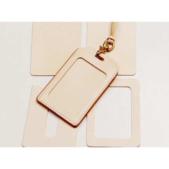 With solid brass hardware kit and leather strip - Precut leather material kit card holder M-4