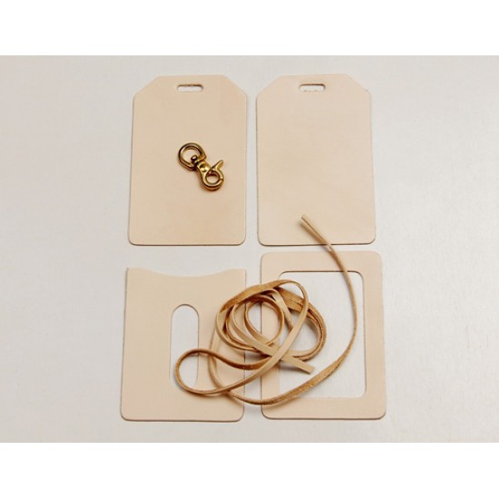 With solid brass hardware kit and leather strip - Precut leather material kit card holder M-4