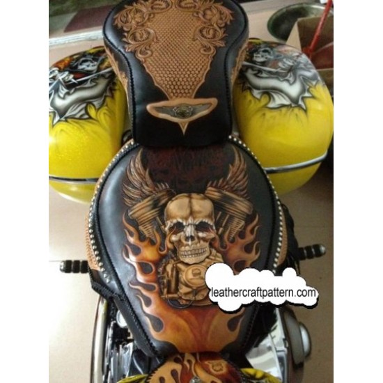 Leathercraft Pattern Harley Davidson motorcycle DZXX-38 Leather tooling pattern Leather Pattern Leather Carving leather tools