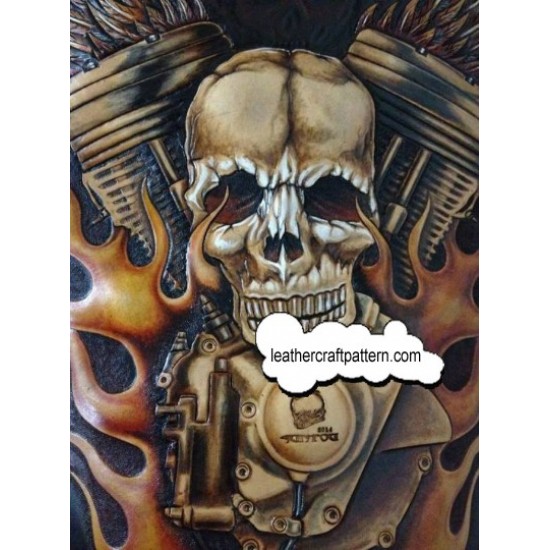 Leathercraft Pattern Harley Davidson motorcycle DZXX-38 Leather tooling pattern Leather Pattern Leather Carving leather tools