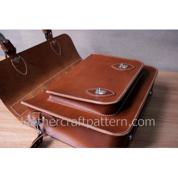 Bag Pattern Briefcase Pattern Cambridge Satchel Man shoulder bag PDF ACC-07 leather craft patterns leather art leather supply