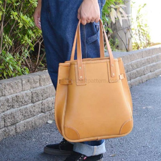 With instruciton Leather tote bag sewing pattern pdf download ACC-127