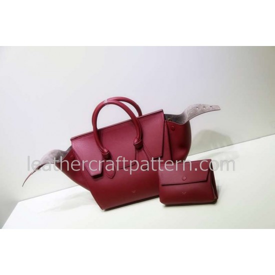 With instruction leather women trapeze bag pattern leather handbag PDF download ACC-28 leather bag pattern