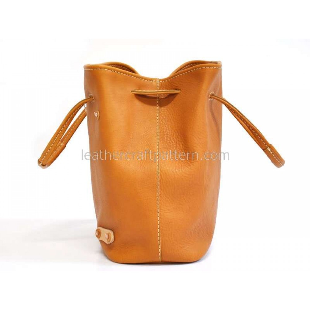 leather bucket bag pattern, leather drawstring bag sewing pattern