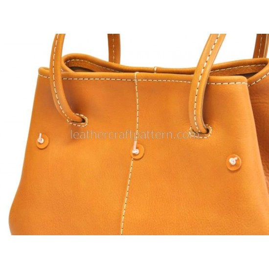 With instruction Leather bucket bag pattern drawstring bag sewing pattern PDF download ACC-31