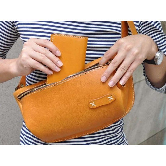 With instruction leather chest bag waist bag pattern PDF instant download ACC-39