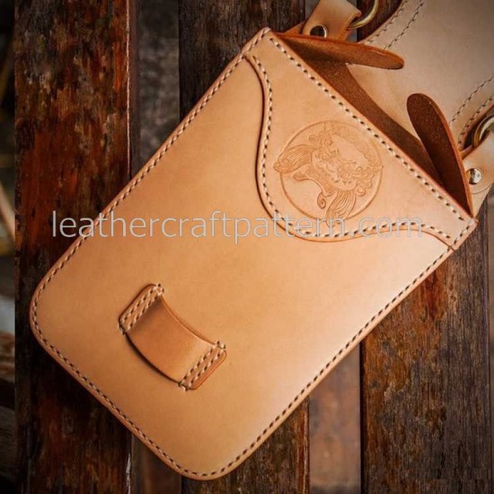 With instruction leather waist bag pattern Locomotive pocket pattern PDF instant download ACC-50