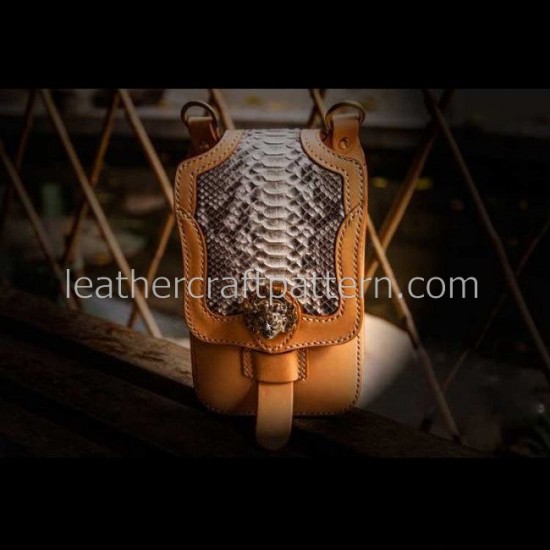 With instruction leather waist bag pattern Locomotive pocket pattern PDF instant download ACC-50