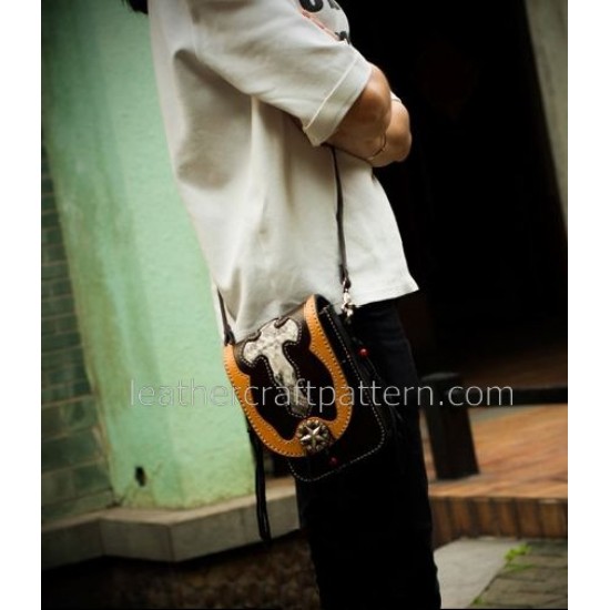 With instruction leather waist bag pattern Locomotive pocket pattern PDF instant download ACC-51