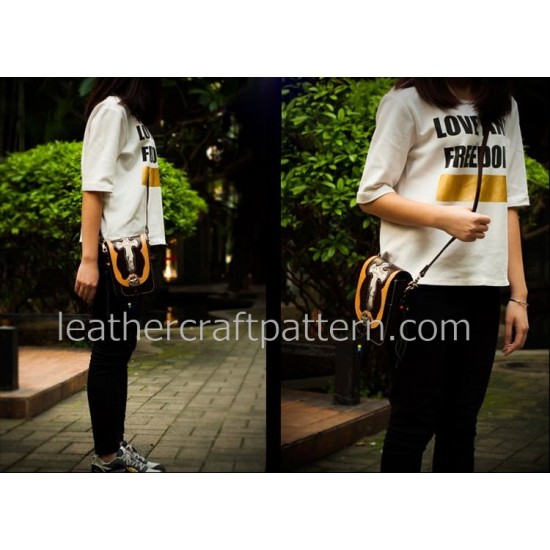 With instruction leather waist bag pattern Locomotive pocket pattern PDF instant download ACC-51