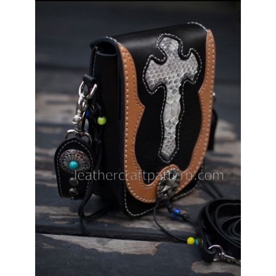 With instruction leather waist bag pattern Locomotive pocket pattern PDF instant download ACC-51