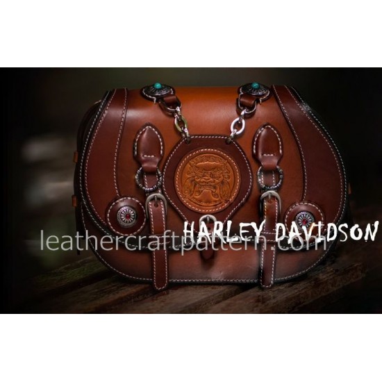 With instruction Leather bag pattern Harley Davidson motorcycle bag PDF instant download ACC-53