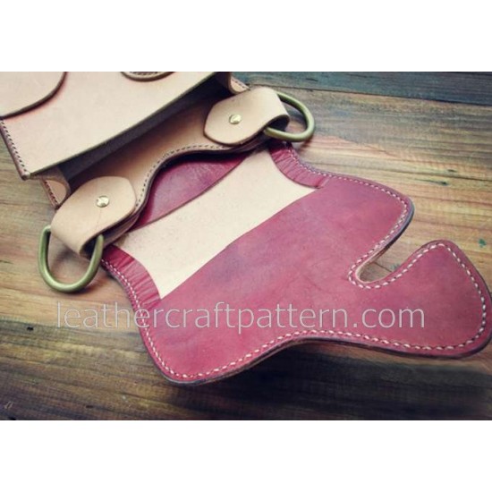 Leather bag patterns ACC-58 waist backpack pocket PDF instant download leathercraft patterns